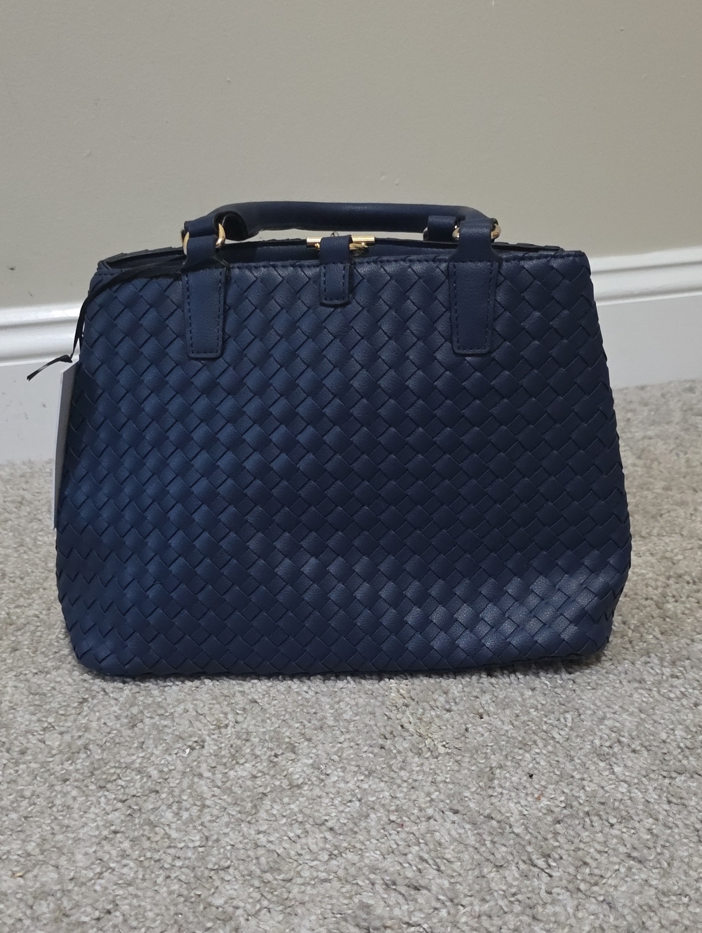 41 Hawthorn Stella Saffiano Woven Crossbody Satchel Bag Blue